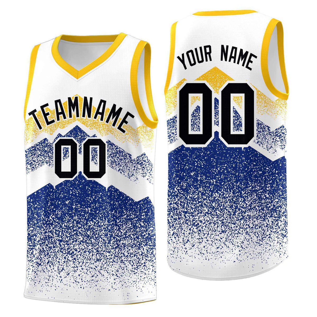 Custom Youth Basketball Jerseys White Royal Gradient Mountain Design Uniforms