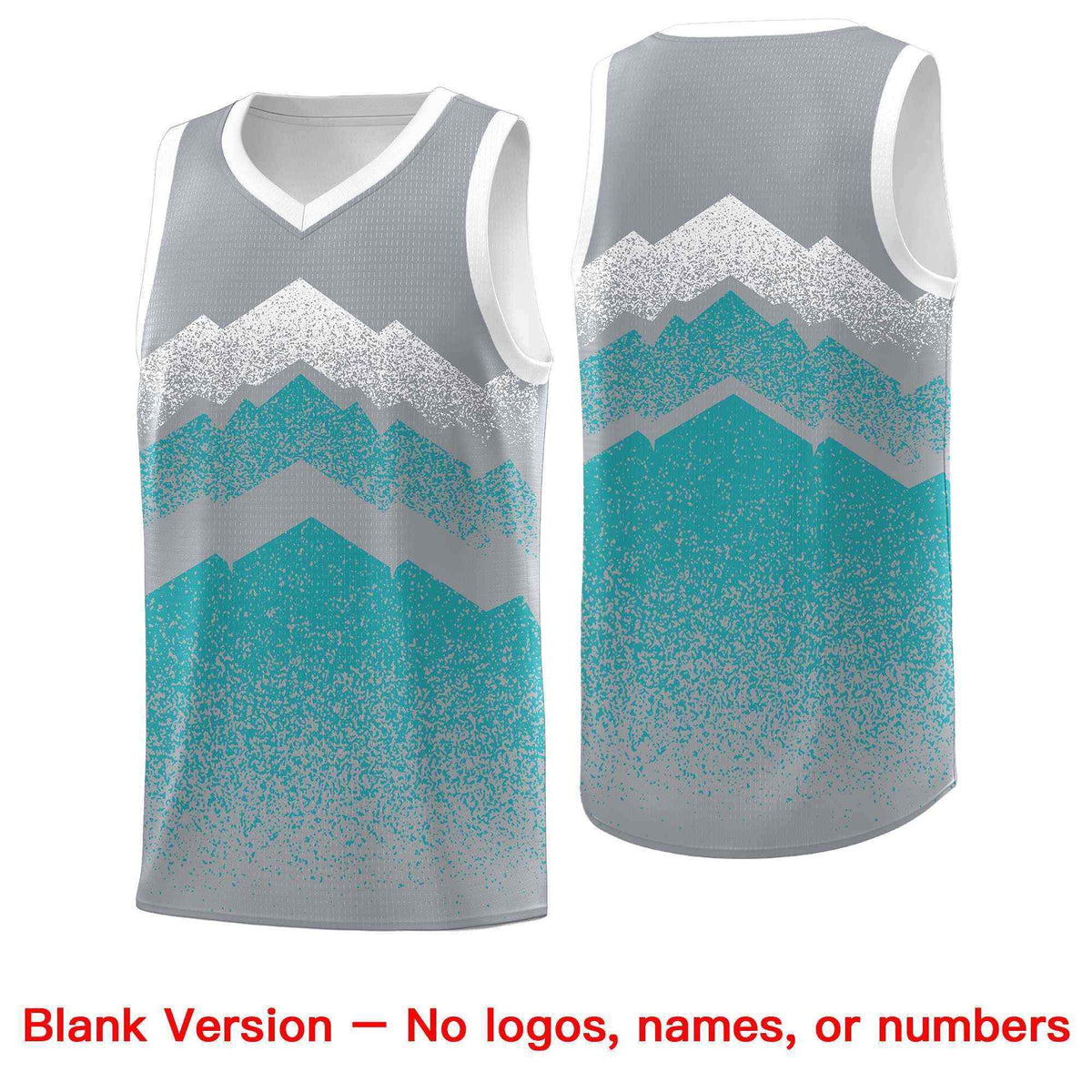 Personalized Youth Basketball Jerseys   Silver Teal Gradient Mountain Design Uniforms