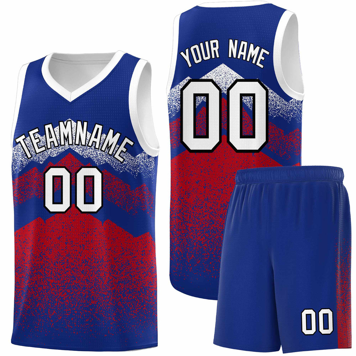Personalized Youth Basketball Jerseys   Royal Red Gradient Mountain Design Uniforms