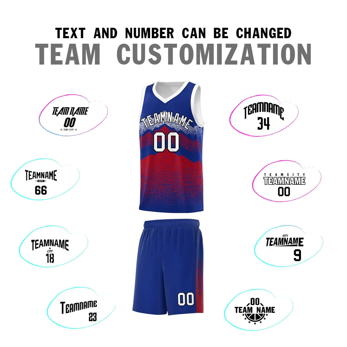 Personalized Youth Basketball Jerseys   Royal Red Gradient Mountain Design Uniforms