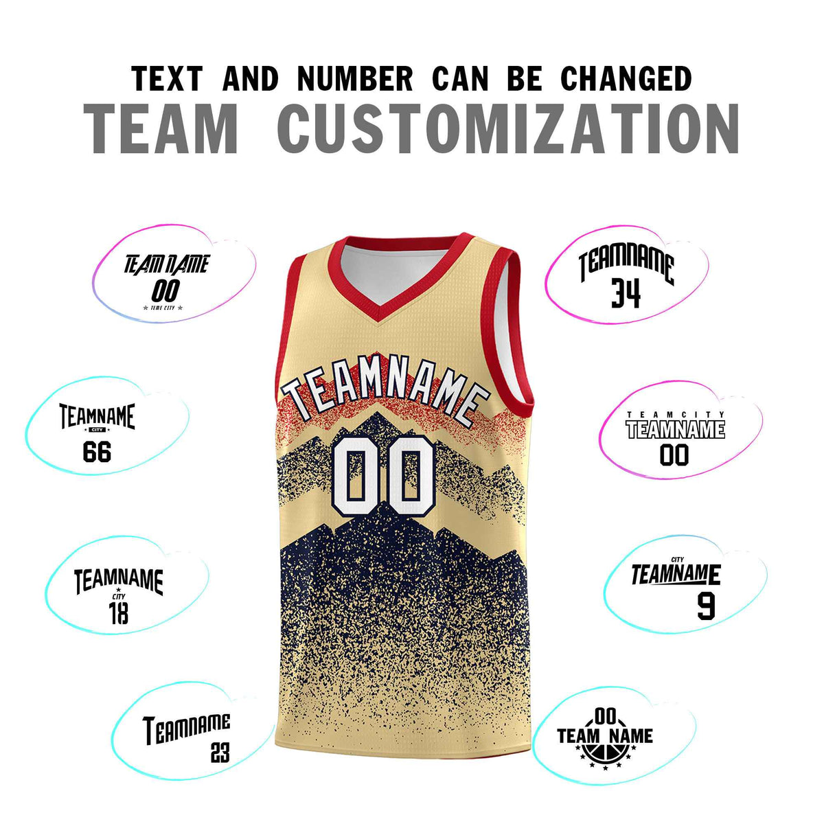 Custom Youth Basketball Jerseys Khaki Navy Gradient Mountain Design Uniforms