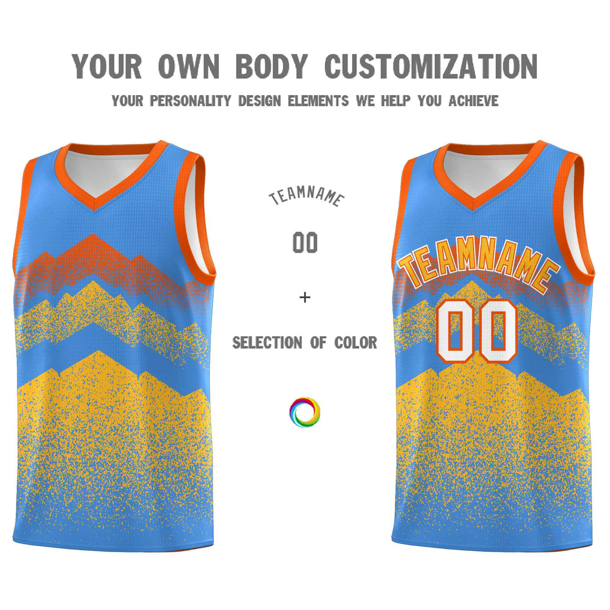 Personalized Youth Basketball Jerseys   Powder Blue Khaki Gradient Mountain Design Uniforms