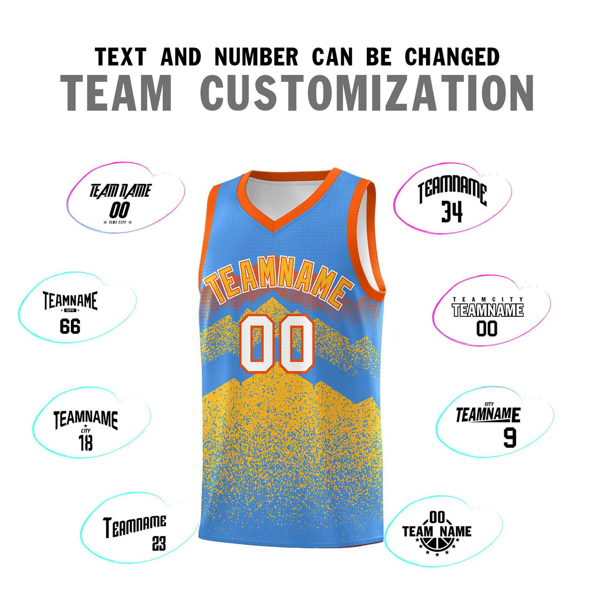 Personalized Youth Basketball Jerseys   Powder Blue Khaki Gradient Mountain Design Uniforms