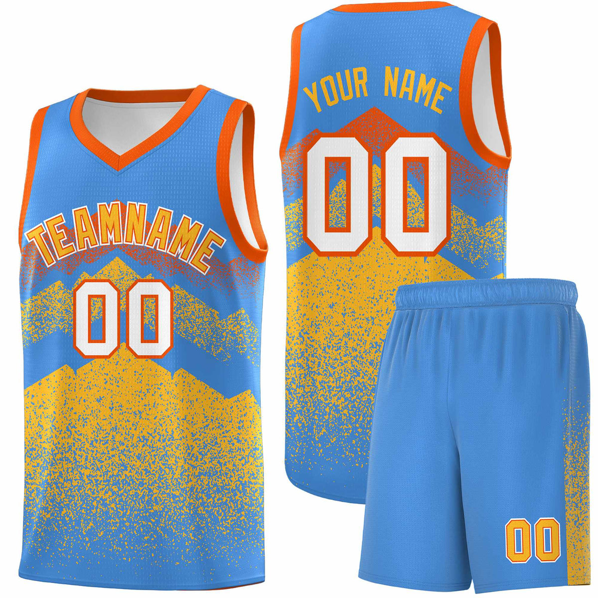 Personalized Youth Basketball Jerseys   Powder Blue Khaki Gradient Mountain Design Uniforms