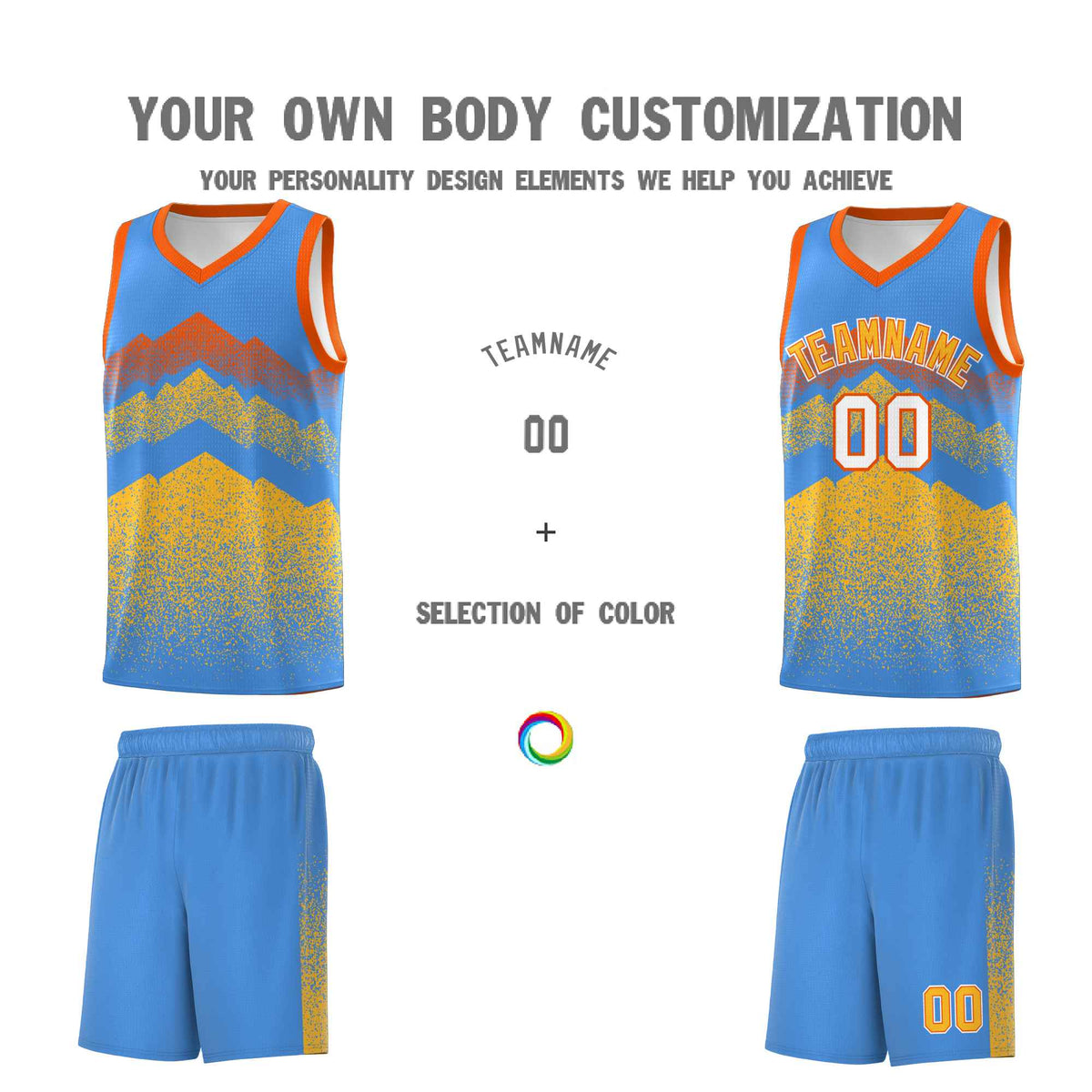 Personalized Youth Basketball Jerseys   Powder Blue Khaki Gradient Mountain Design Uniforms