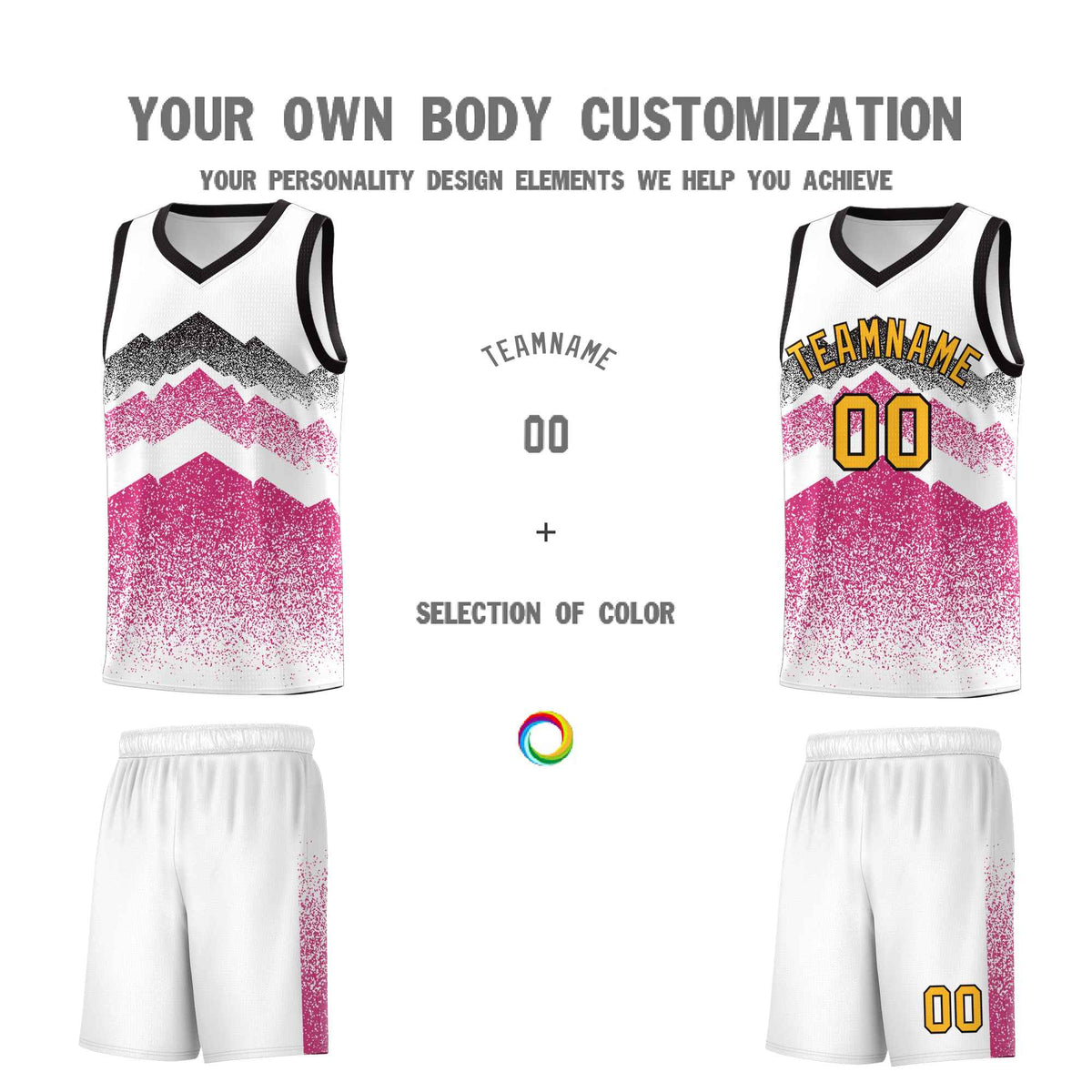 Personalized Youth Basketball Jerseys   White Rose Red Gradient Mountain Design Uniforms