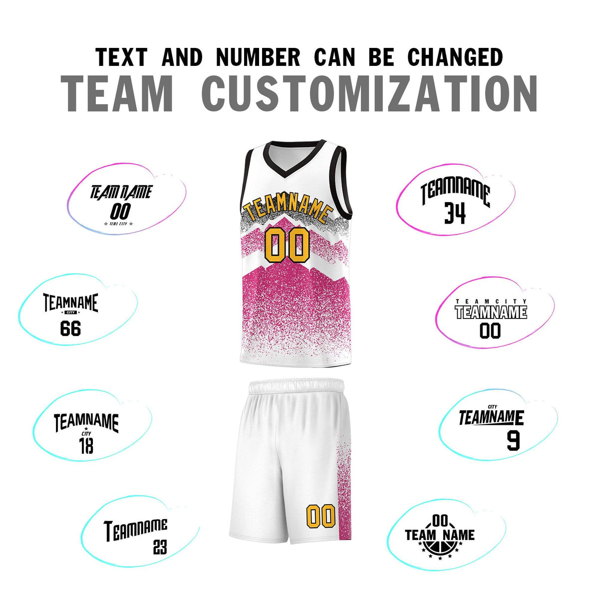 Personalized Youth Basketball Jerseys   White Rose Red Gradient Mountain Design Uniforms