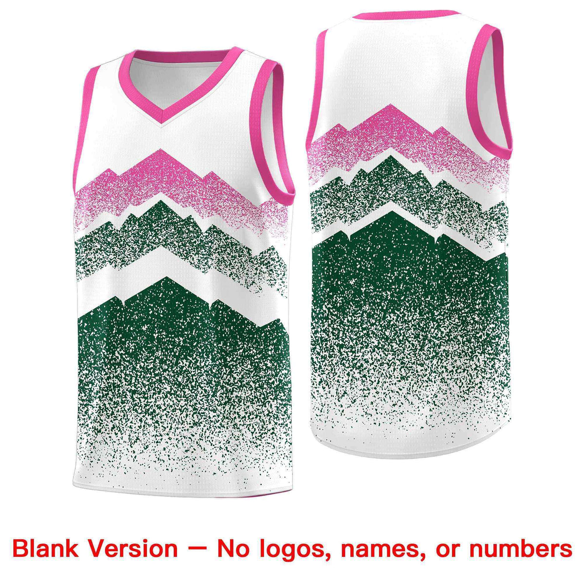 Custom Youth Basketball Jerseys White Green Gradient Mountain Design Uniforms