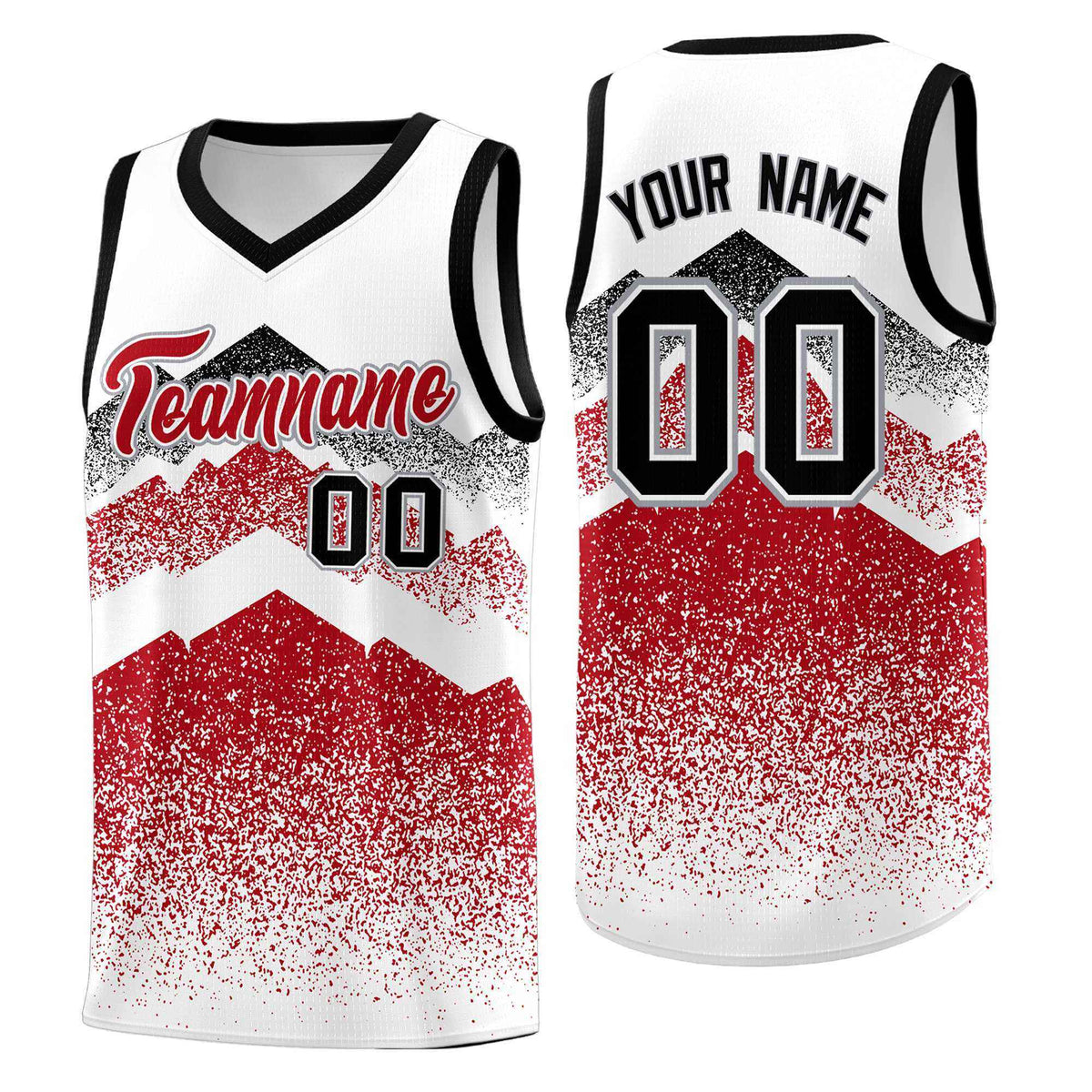 Personalized Youth Basketball Jerseys   White Red Gradient Mountain Design Uniforms