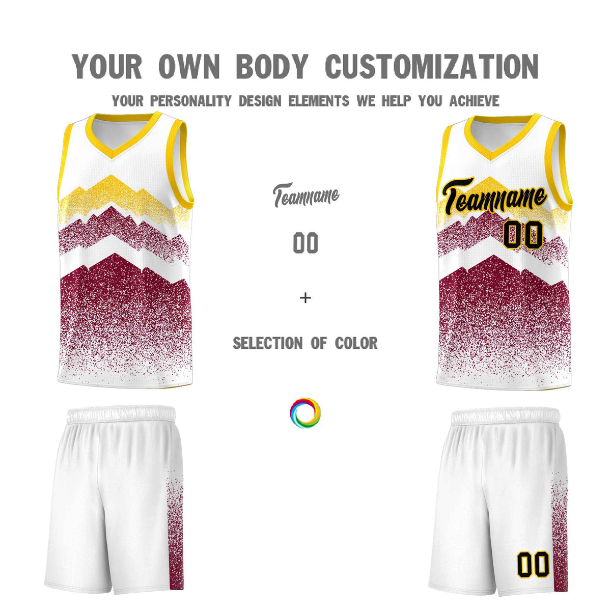 Personalized Youth Basketball Jerseys   White Crimson Gradient Mountain Design Uniforms