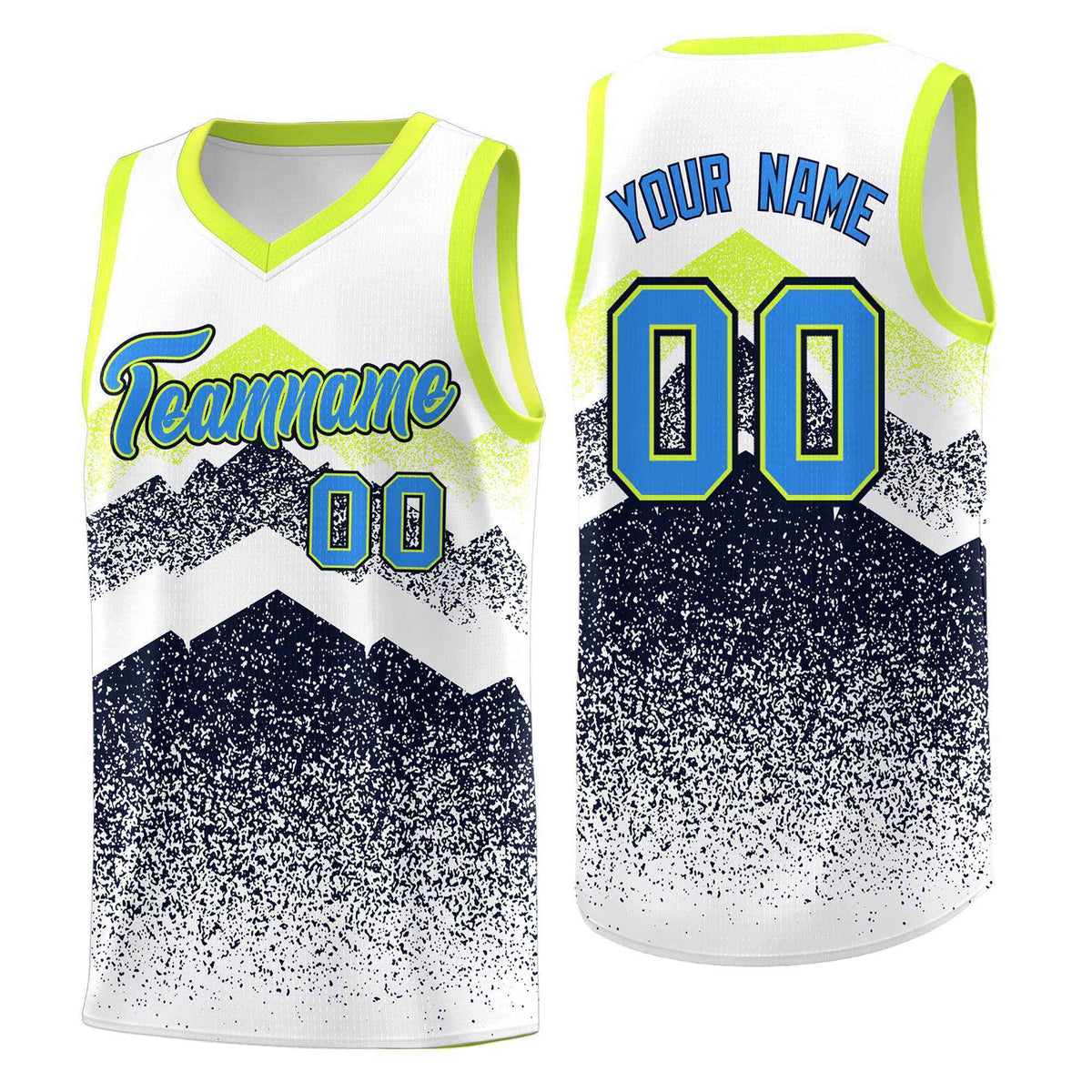 Personalized Youth Basketball Jerseys   White Navy Gradient Mountain Design Uniforms