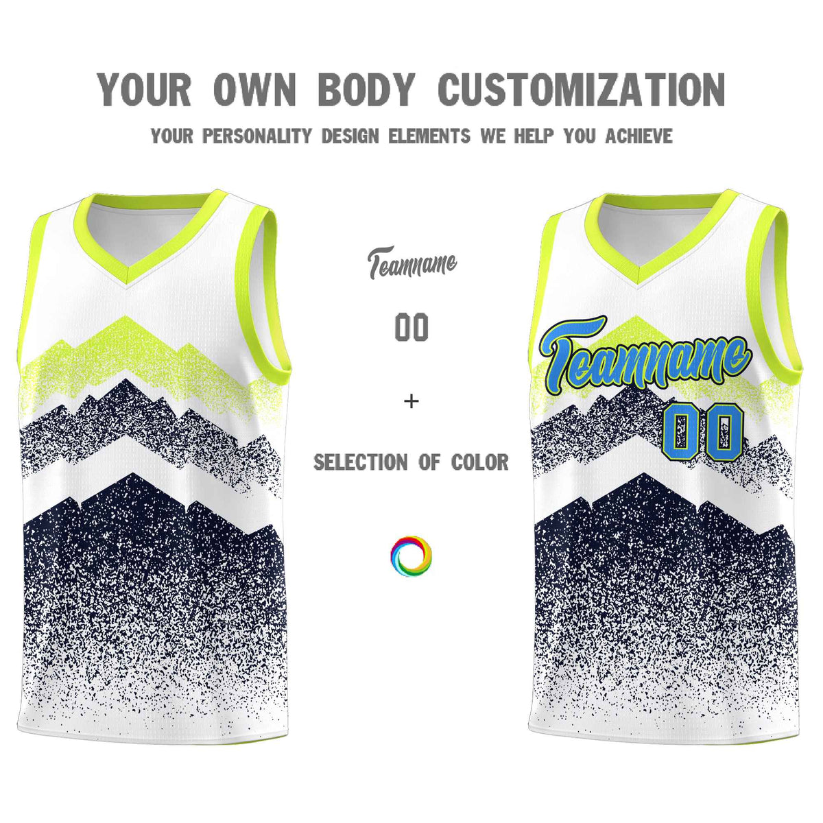 Personalized Youth Basketball Jerseys   White Navy Gradient Mountain Design Uniforms