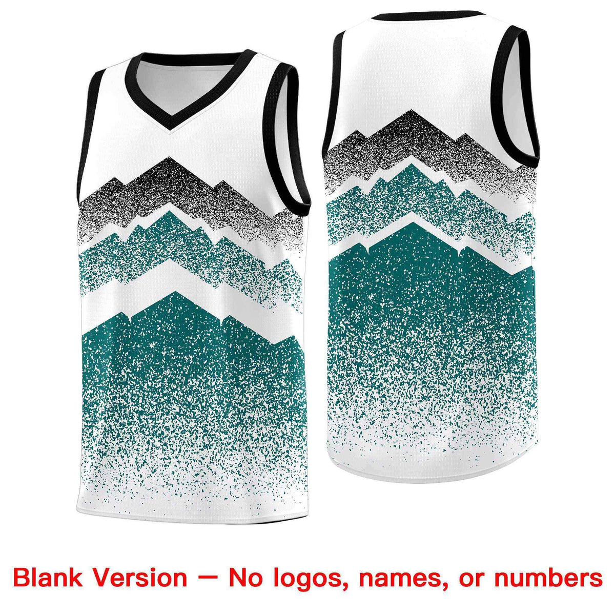 Custom Youth Basketball Jerseys White Teal Gradient Mountain Design Uniforms