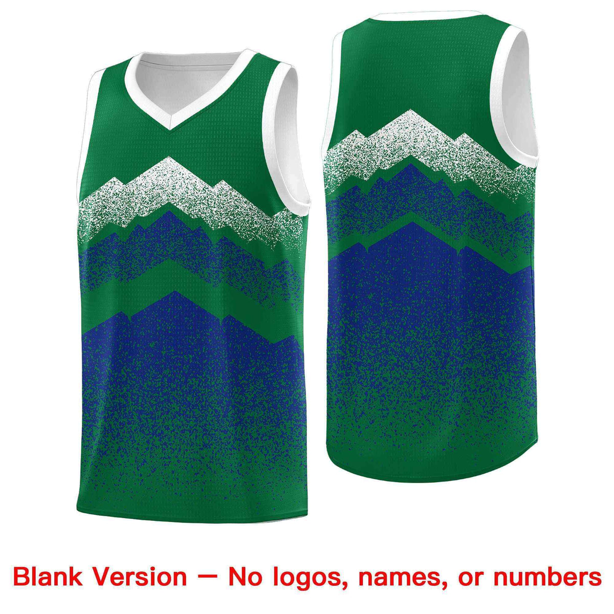 Custom Youth Basketball Jerseys Green Royal Gradient Mountain Design Uniforms