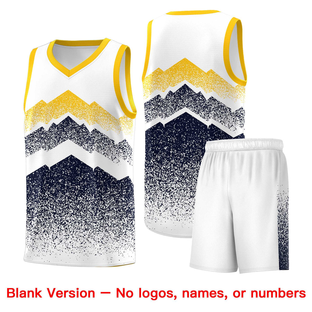 Custom Youth Basketball Jerseys White Navy Gradient Mountain Design Uniforms