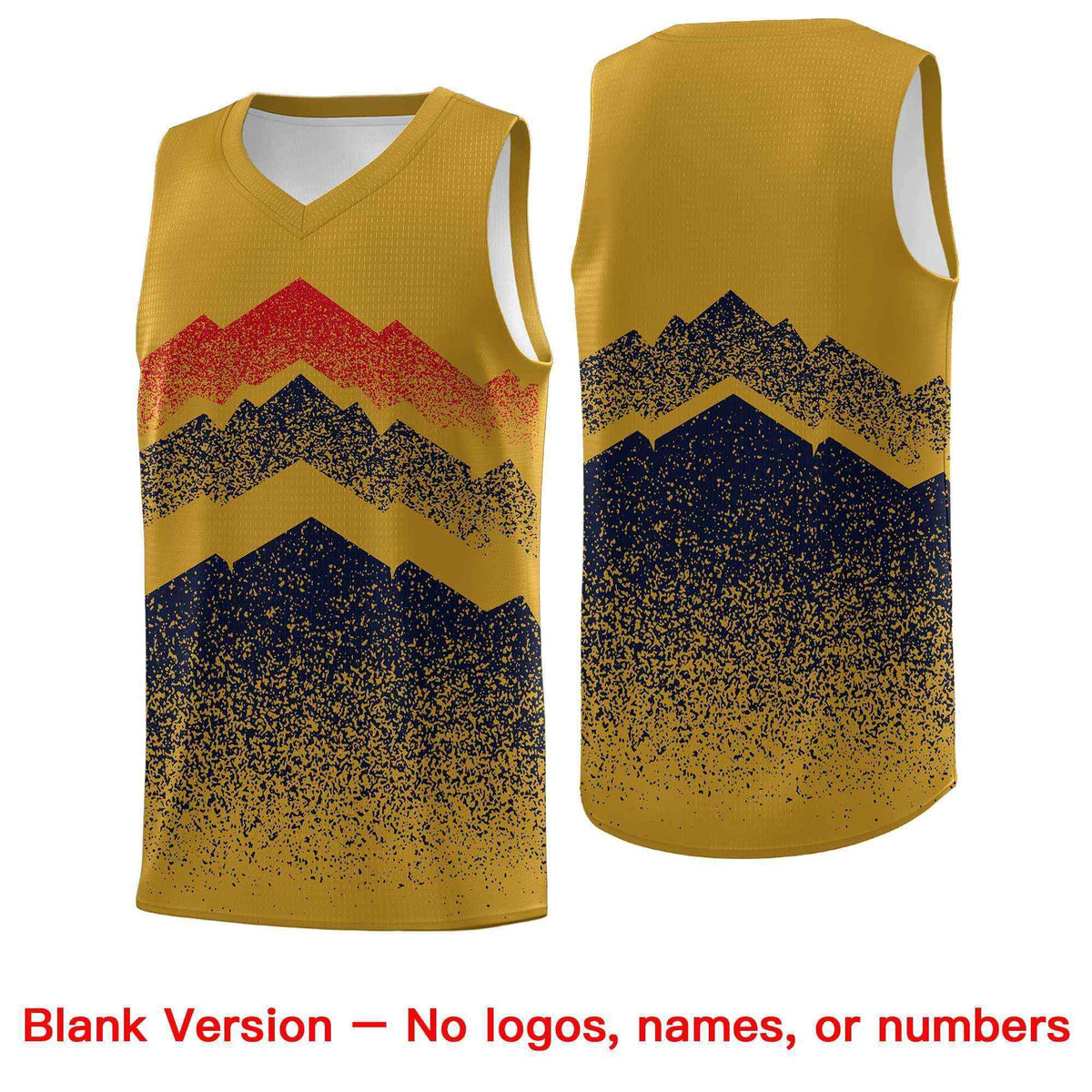 Personalized Youth Basketball Jerseys   Old Gold Navy Gradient Mountain Design Uniforms