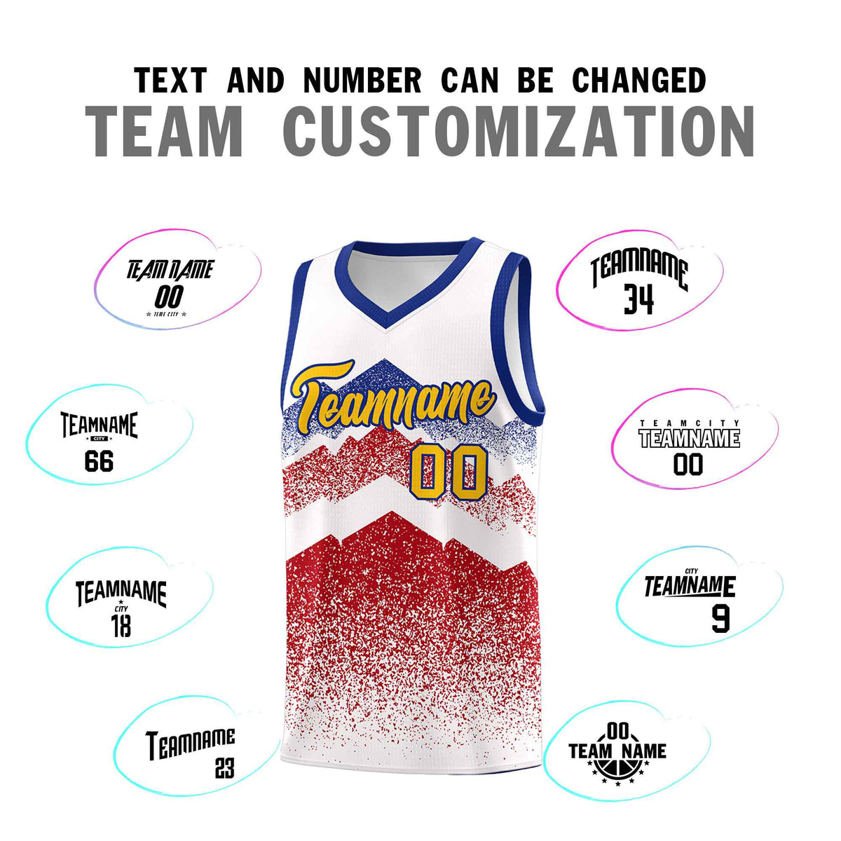 Custom Youth Basketball Jerseys White Red Gradient Mountain Design Uniforms