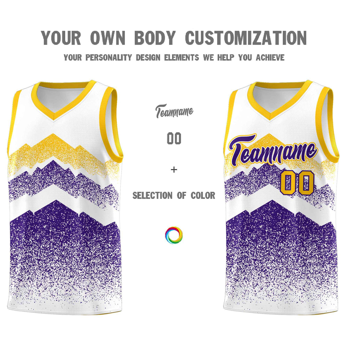 Custom Youth Basketball Jerseys White Purple Gradient Mountain Design Uniforms