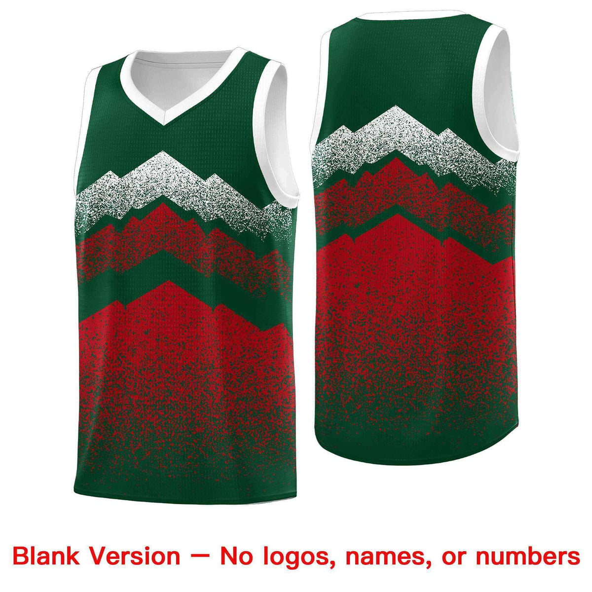 Personalized Youth Basketball Jerseys   Green Red Gradient Mountain Design Uniforms