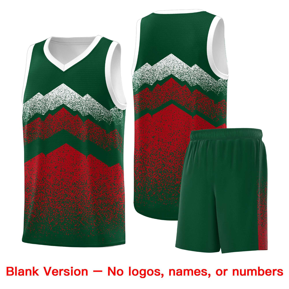 Personalized Youth Basketball Jerseys   Green Red Gradient Mountain Design Uniforms