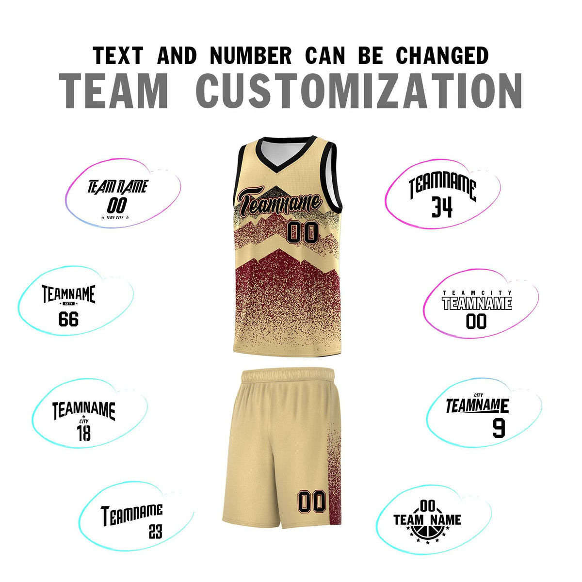 Personalized Youth Basketball Jerseys   Khaki Crimson Gradient Mountain Design Uniforms