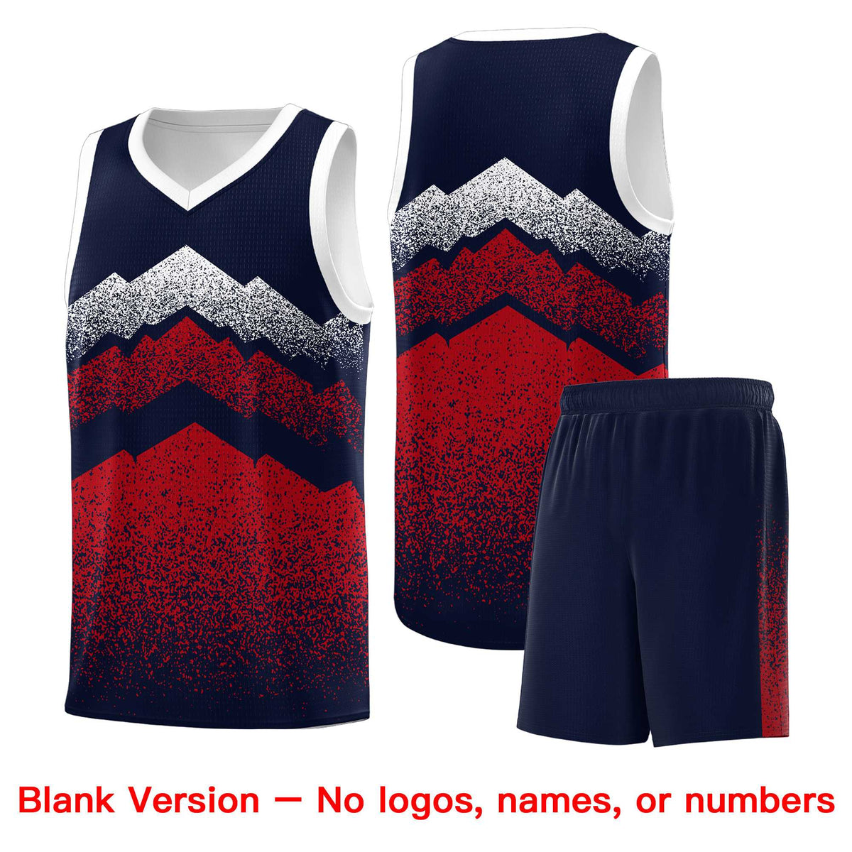 Personalized Youth Basketball Jerseys   Navy Red Gradient Mountain Design Uniforms