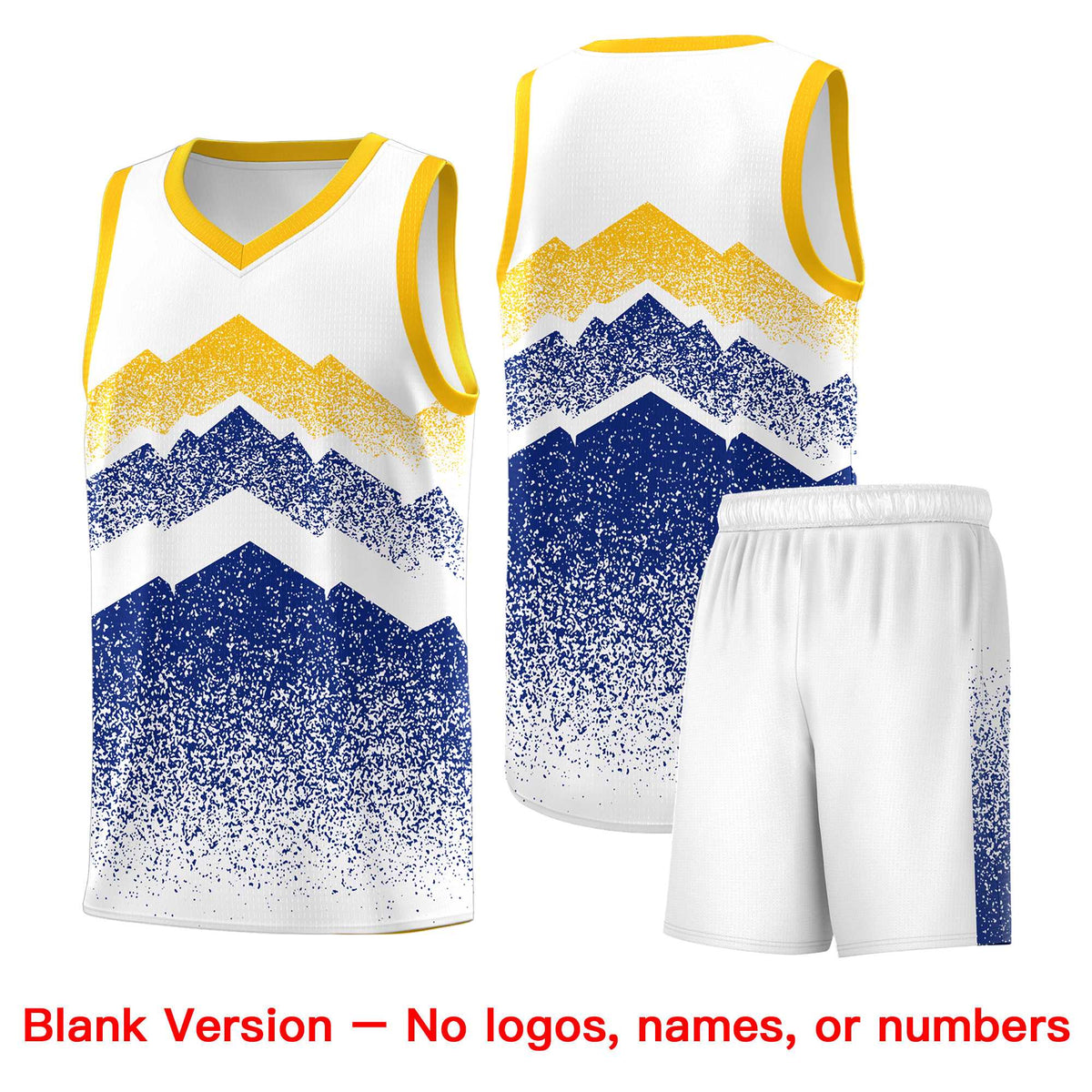 Custom Youth Basketball Jerseys White Royal Gradient Mountain Design Uniforms