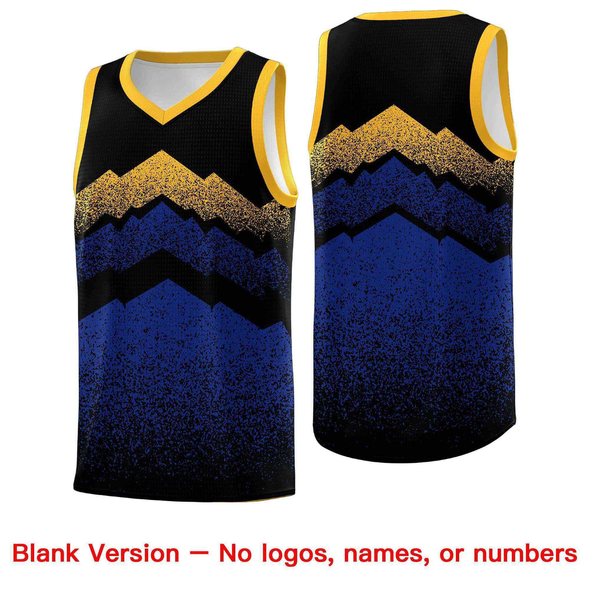 Personalized Youth Basketball Jerseys   Black Royal Gradient Mountain Design Uniforms