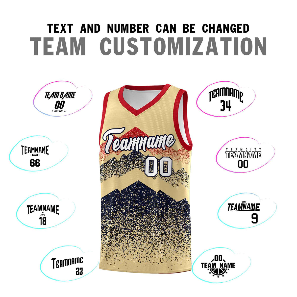 Custom Youth Basketball Jerseys Khaki Navy Gradient Mountain Design Uniforms