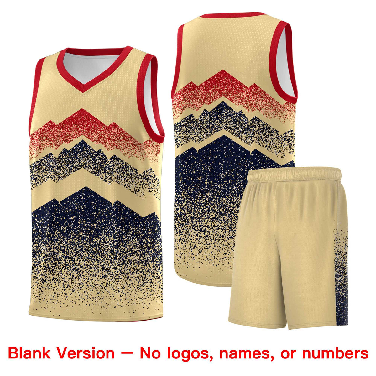 Custom Youth Basketball Jerseys Khaki Navy Gradient Mountain Design Uniforms