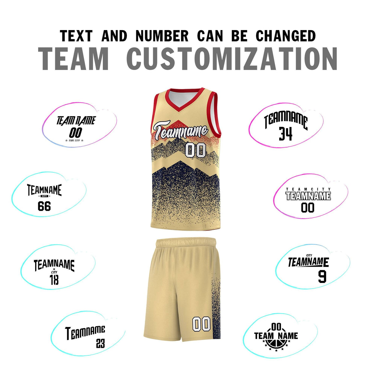 Custom Youth Basketball Jerseys Khaki Navy Gradient Mountain Design Uniforms