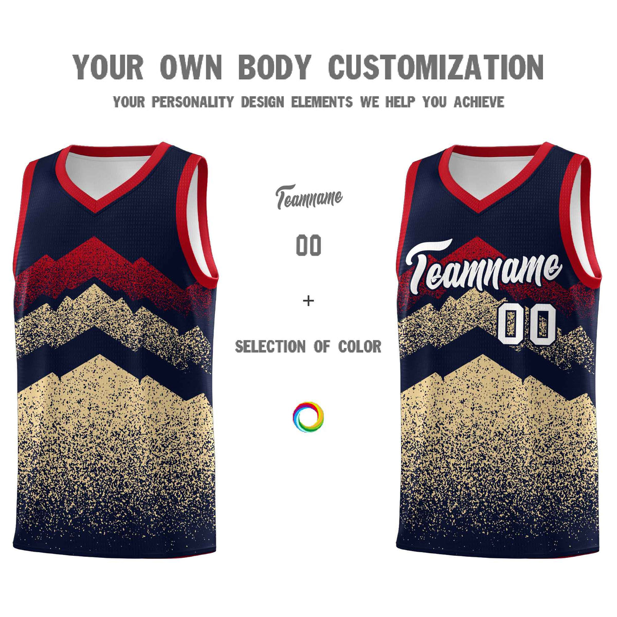 Personalized Youth Basketball Jerseys   Navy Khaki Gradient Mountain Design Uniforms