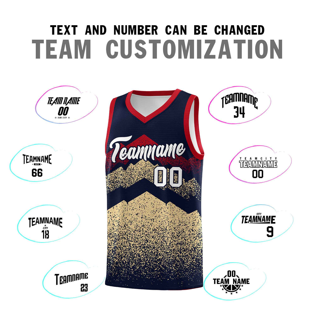Personalized Youth Basketball Jerseys   Navy Khaki Gradient Mountain Design Uniforms