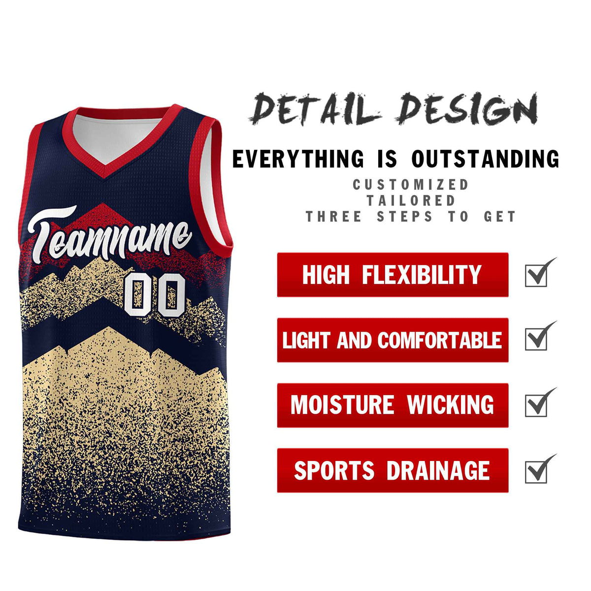 Personalized Youth Basketball Jerseys   Navy Khaki Gradient Mountain Design Uniforms
