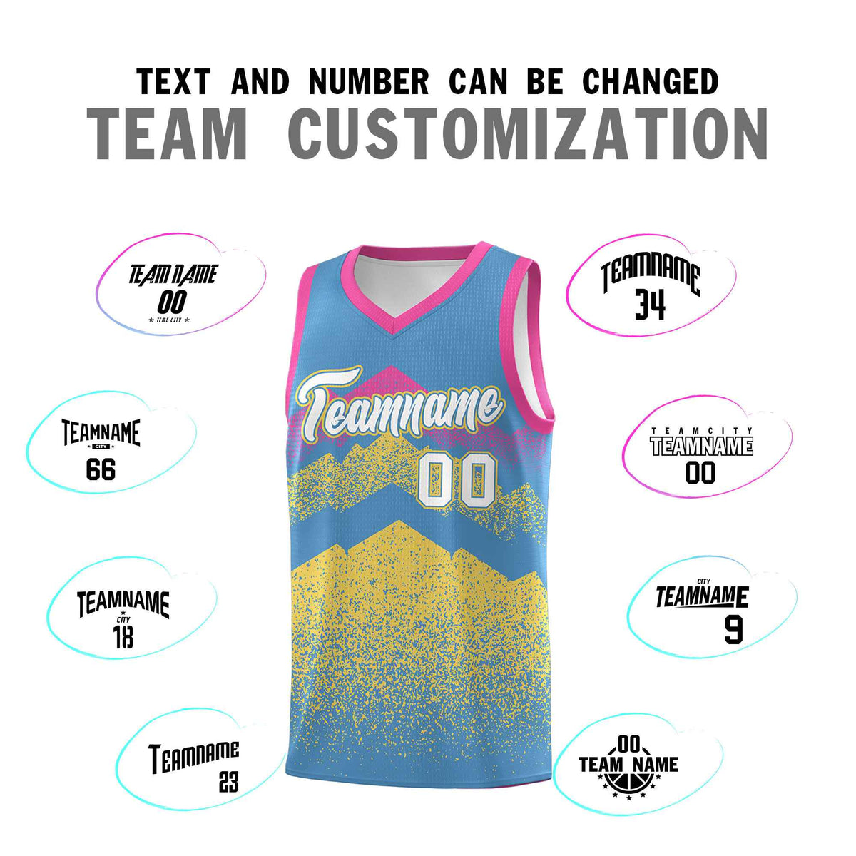 Personalized Youth Basketball Jerseys   Light Blue Khaki Gradient Mountain Design Uniforms