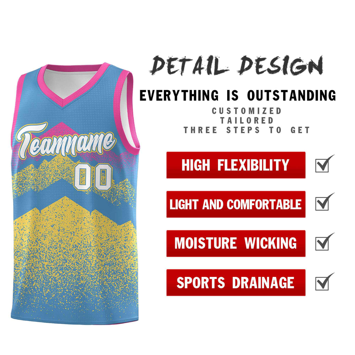 Personalized Youth Basketball Jerseys   Light Blue Khaki Gradient Mountain Design Uniforms