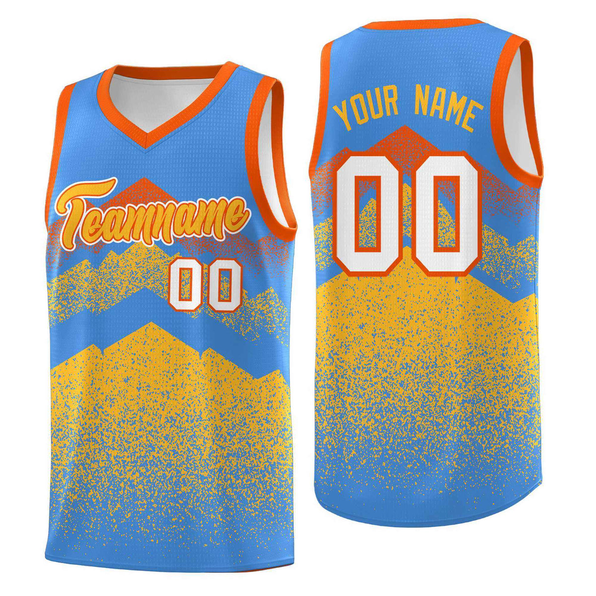 Personalized Youth Basketball Jerseys   Powder Blue Khaki Gradient Mountain Design Uniforms