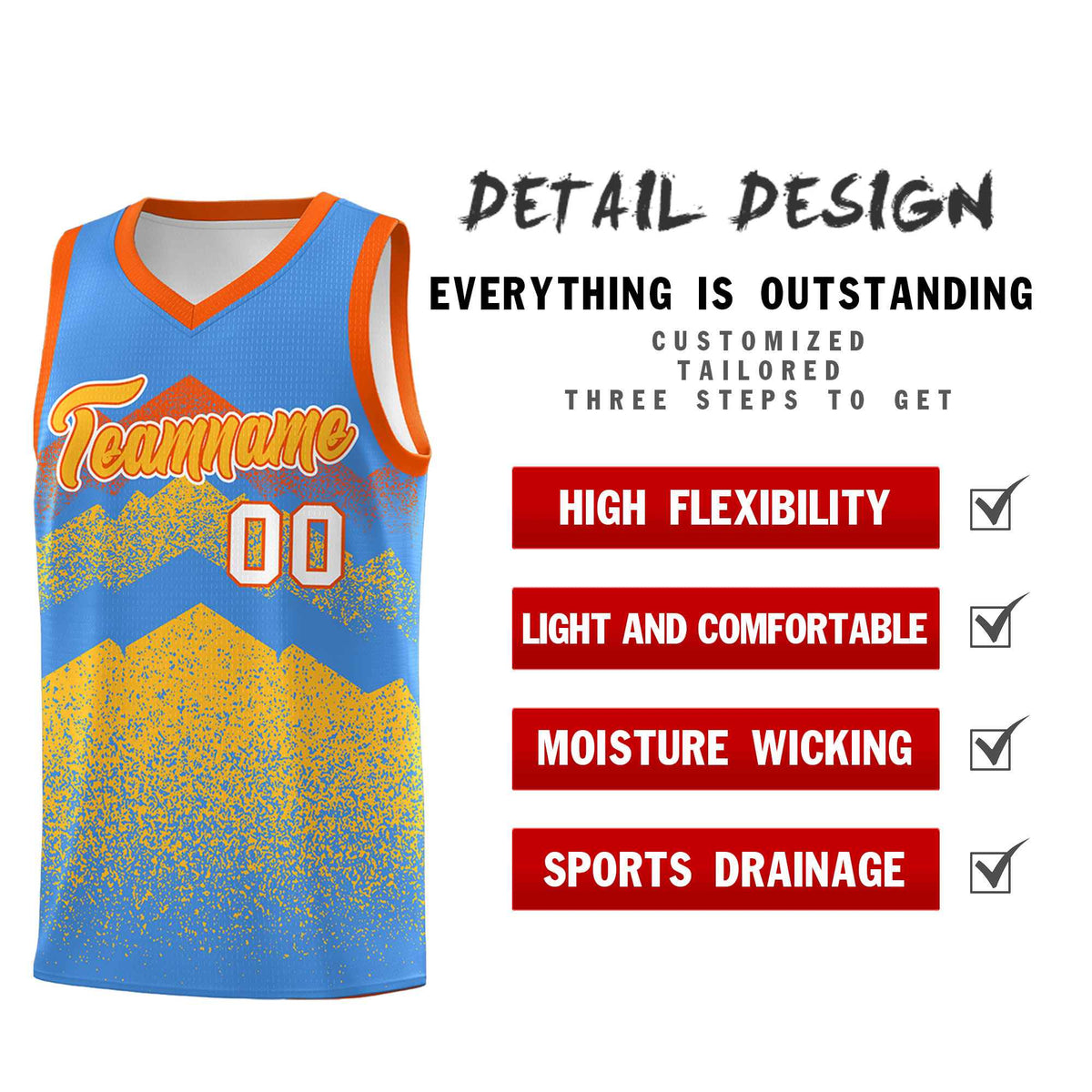 Personalized Youth Basketball Jerseys   Powder Blue Khaki Gradient Mountain Design Uniforms