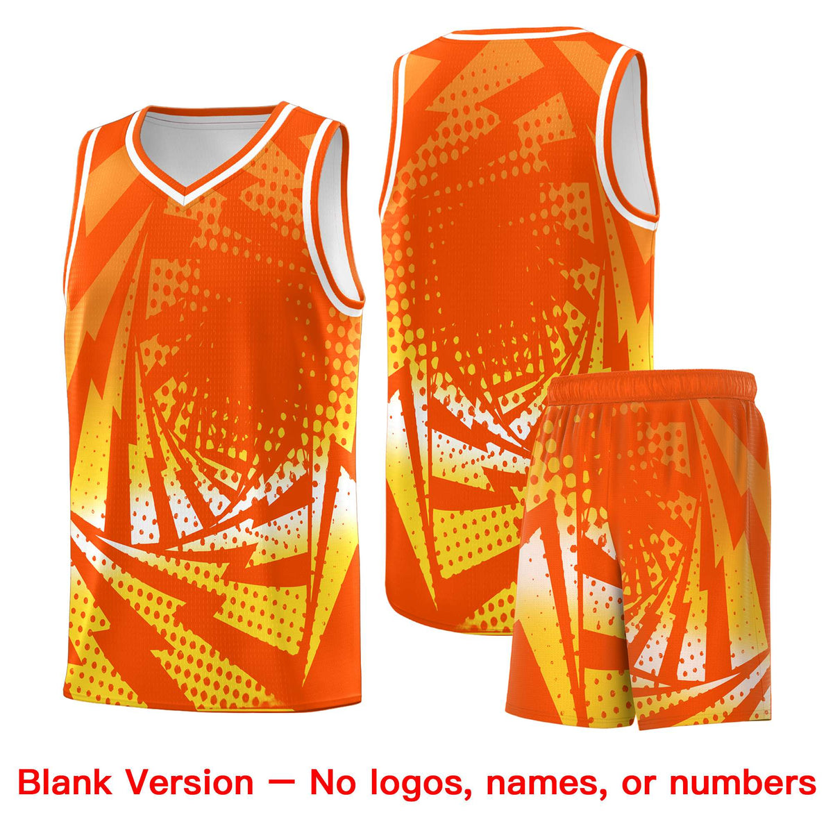 Custom Youth Basketball Jerseys Orange Gold Lightning Halftone Personalized Team Uniforms