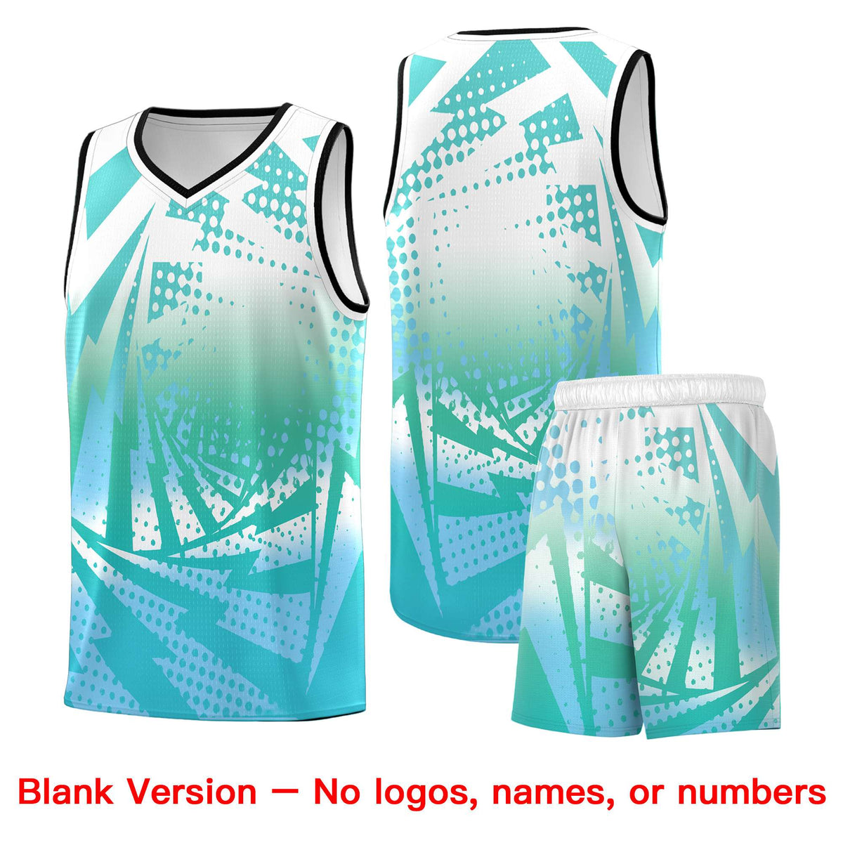 Custom Youth Basketball Jerseys White Light Blue Lightning Halftone Personalized Team Uniforms