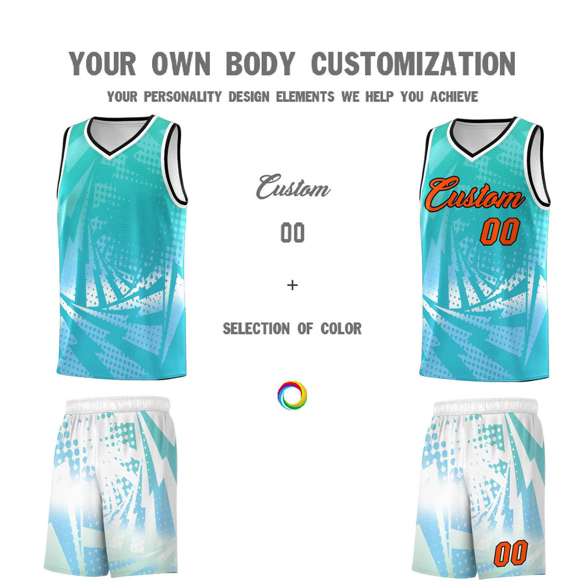 Custom Youth Basketball Jerseys White Light Blue Lightning Halftone Personalized Team Uniforms
