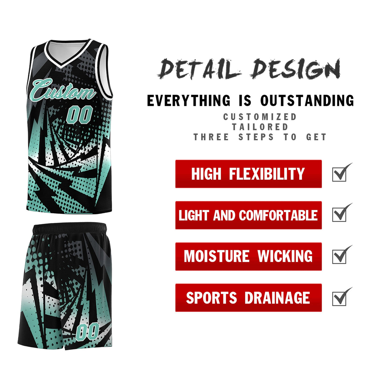 Custom Youth Basketball Jerseys Black Bright Green Lightning Halftone Personalized Team Uniforms