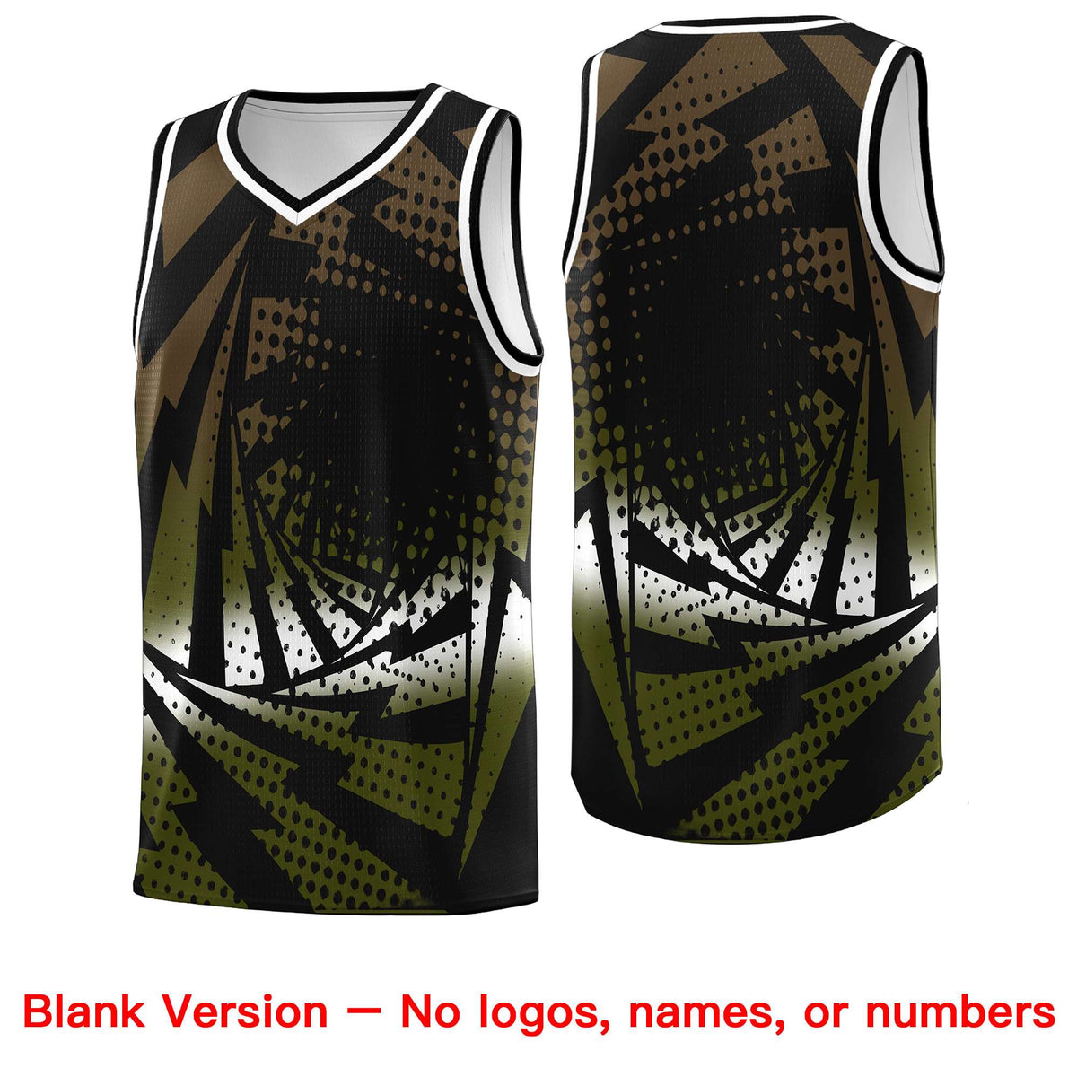 Custom Youth Basketball Jerseys Black Olive Lightning Design Halftone Personalized Uniforms