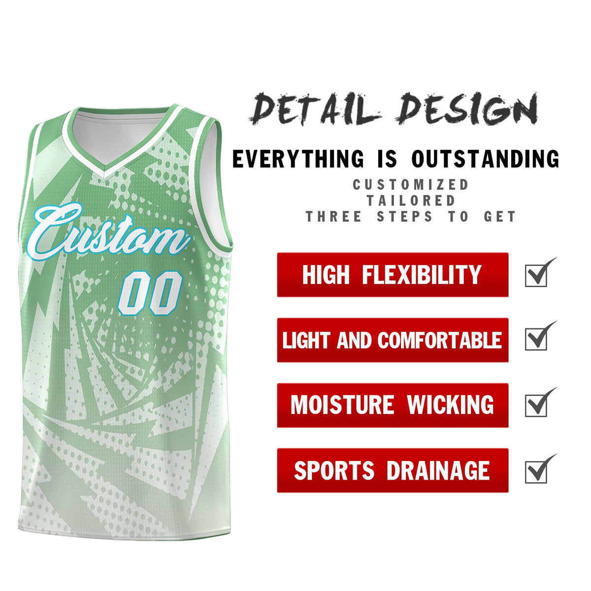 Custom Youth Basketball Jerseys Green Gray Lightning Halftone Personalized Team Uniforms