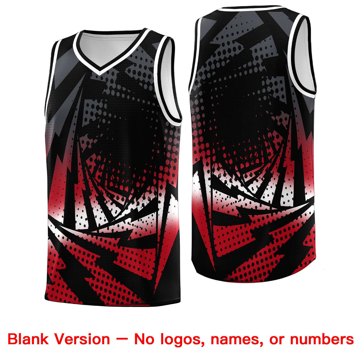 Custom Youth Basketball Jerseys Black Red Lightning Halftone Personalized Team Uniforms