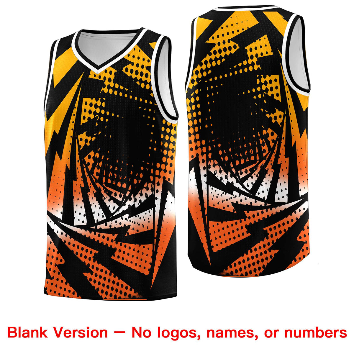 Custom Youth Basketball Jerseys Black Orange Lightning Design Halftone Personalized Uniforms
