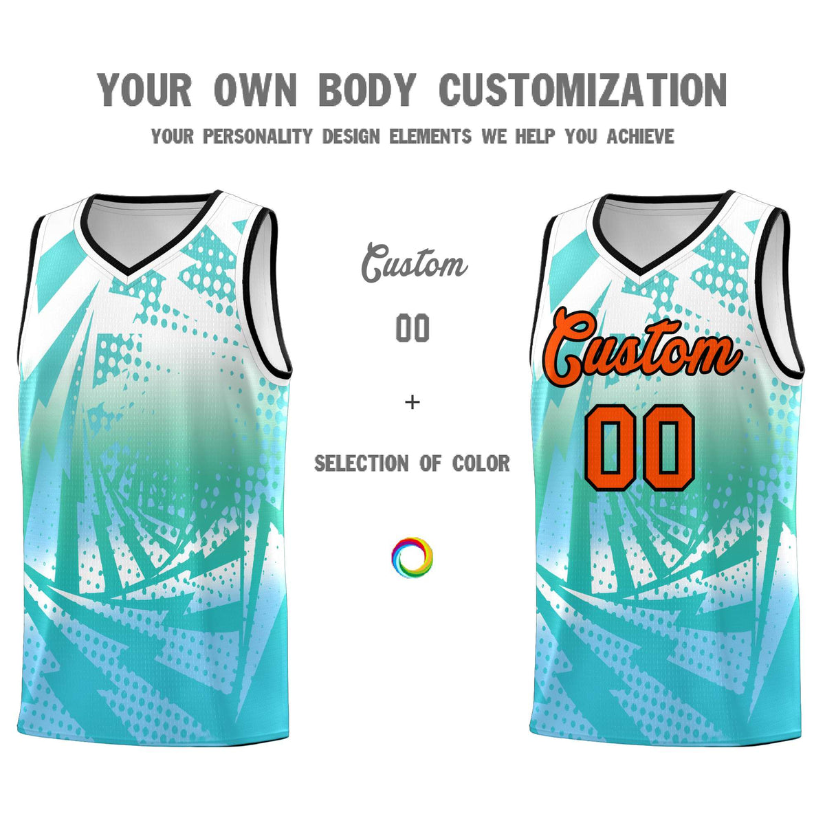 Custom Youth Basketball Jerseys White Light Blue Lightning Halftone Personalized Team Uniforms