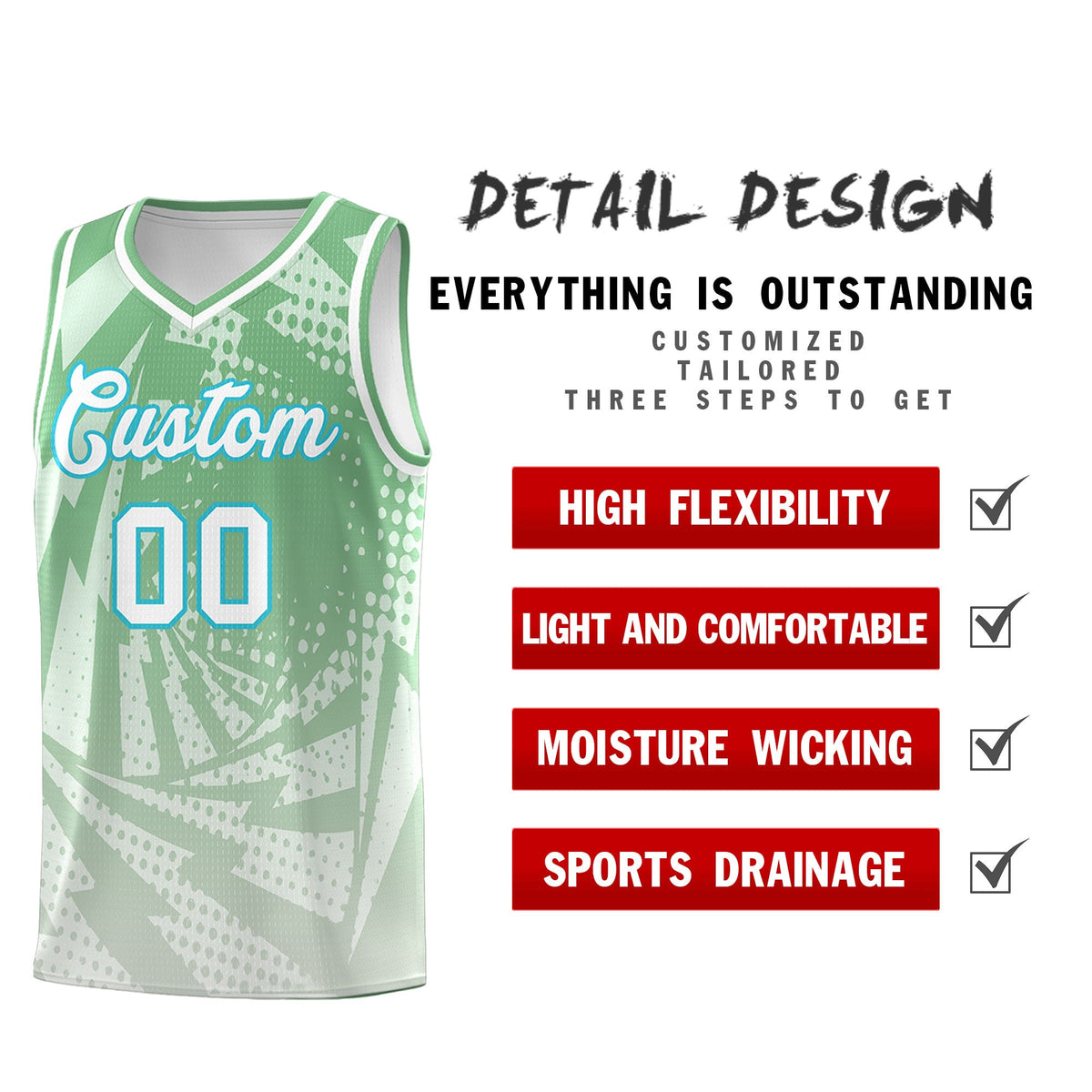 Custom Youth Basketball Jerseys Green Gray Lightning Halftone Personalized Team Uniforms