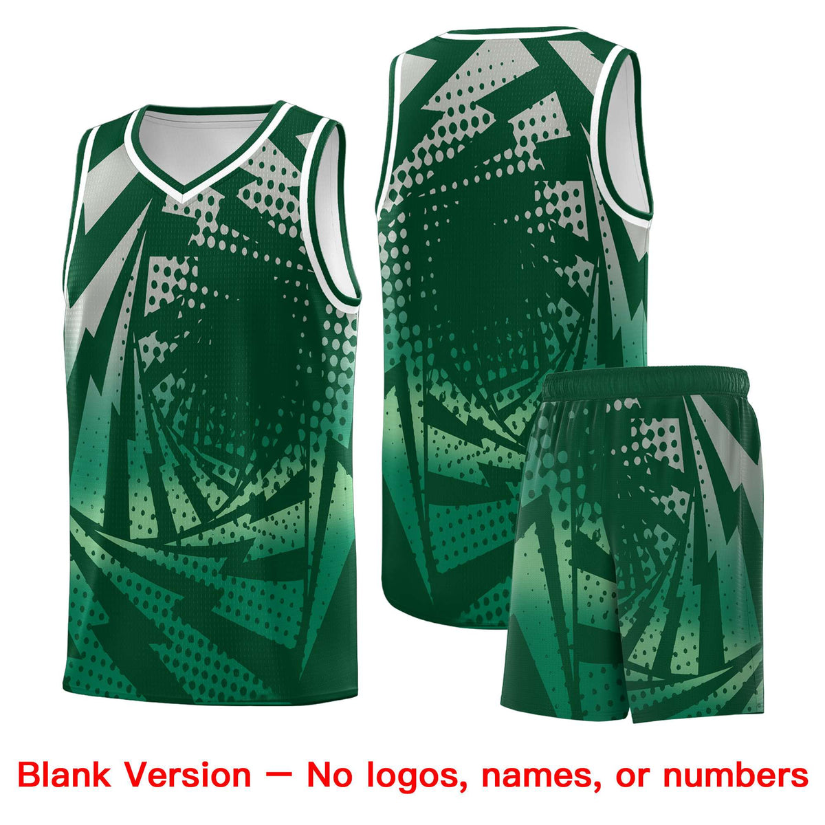 Custom Youth Basketball Jerseys Green Kelly Green Lightning Design Halftone Personalized Uniforms