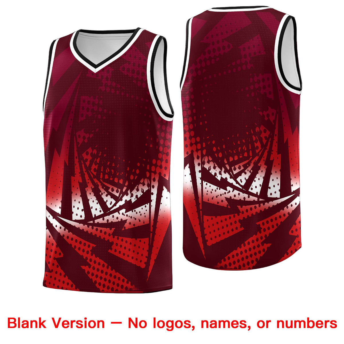 Custom Youth Basketball Jerseys Maroon Red Lightning Halftone Personalized Team Uniforms